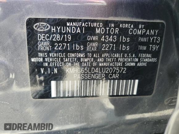 2020 Hyundai Ioniq SE with VIN KMHC65LD4LU207572, listed as a Copart auction lot 54187205 with 136,887 mi miles and Salvage title. Bid and sale history available at DreamBid. Image 14.