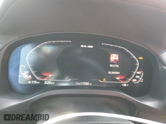 2024 BMW X4 M z VIN 5YM23EC01R9W18369, wystawiony jako Copart lot #53838455 z przebiegiem 11 550 mil mil oraz Szkody całkowita. Historia ofert i sprzedaży dostępna na DreamBid. Obrazek 9.