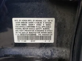 2014 Acura ILX with VIN 19VDE1F31EE008450, listed as a Copart auction lot 50203015 with 111,085 mi miles and Salvage title. Bid and sale history available at DreamBid. Image 12.