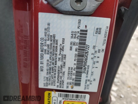2016 Ford Fusion SE with VIN 3FA6P0HD6GR287227, listed as a Copart auction lot 44344415 with 81,938 mi miles and Salvage Title. Bid and sale history available at DreamBid. Image 12.