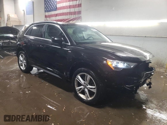 2020 Audi Q3 S line Premium with VIN WA1DECF33L1028387, listed as a Copart auction lot 46089625 with 49,297 mi miles and Salvage Title. Bid and sale history available at carsss.com. Image 4.