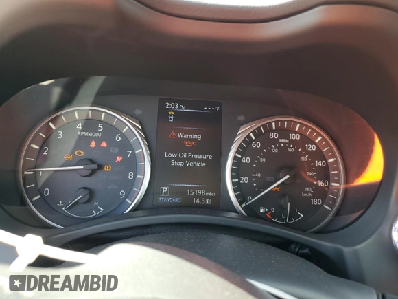 2020 Infiniti Q60 Luxe with VIN JN1EV7EK5LM340240, listed as a Copart auction lot 43447795 with 15,198 mi miles and Salvage Title. Bid and sale history available at carsss.com. Image 9.
