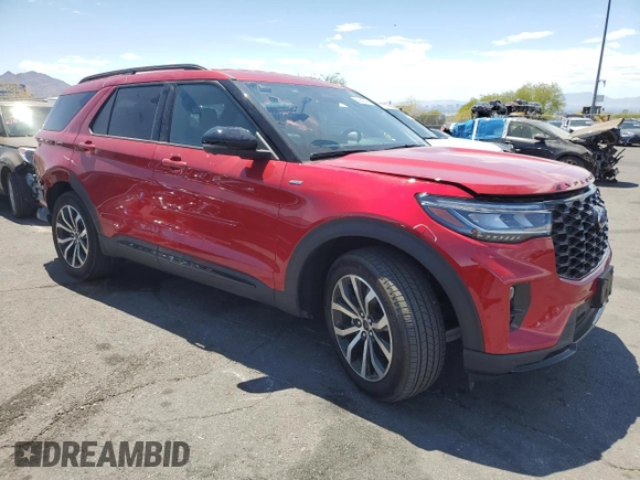 2025 Ford Explorer ST-Line with VIN 1FMUK7KH9SGA40462, listed as a Copart auction lot 54848405 with 8,111 mi miles and Salvage title. Bid and sale history available at DreamBid. Image 4.