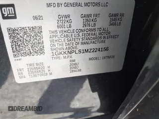2021 GMC Acadia Denali with VIN 1GKKNPLS1MZ224156, listed as a IAAI auction lot 42105103 with 52,353 mi miles and . Bid and sale history available at carsss.com. Image 9.