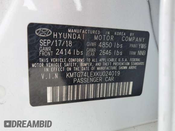 2019 Genesis G70 Advanced with VIN KMTG74LEXKU024019, listed as a Copart auction lot 50832935 with 111,373 mi miles and Salvage Title. Bid and sale history available at DreamBid. Image 13.