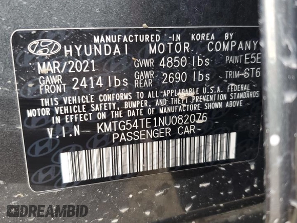 2022 Genesis G70 3.3T with VIN KMTG54TE1NU082076, listed as a Copart auction lot 74058634 with 0 mi miles and Non Repairable. Bid and sale history available at carsss.com. Image 13.