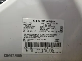 2016 Ford Explorer Platinum z VIN 1FM5K8HT1GGD00026, wystawiony jako Copart lot #56985155 z przebiegiem 87 506 mil mil oraz Szkoda całkowita • Salvage title. Historia ofert i sprzedaży dostępna na DreamBid. Obrazek 14.
