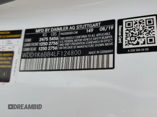 2020 Mercedes-Benz E 53 AMG with VIN WDD1K6BB4LF124800, listed as a Copart auction lot 77413553 with 9,751 mi miles and . Bid and sale history available at DreamBid. Image 13.