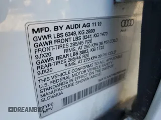 2020 Audi Q7 Premium Plus with VIN WA1LXAF74LD001646, listed as a Copart auction lot 89127205 with 62,382 mi miles and Clean Title. Bid and sale history available at carsss.com. Image 13.