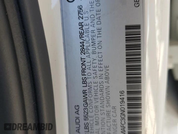 2016 Audi A6 3.0L TDI Premium Plus with VIN WAUFMAFC3GN019416, listed as a Copart auction lot 72694264 with 96,643 mi miles and Salvage Title. Bid and sale history available at carsss.com. Image 12.