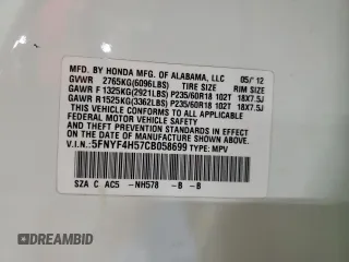2012 Honda Pilot EX-L z VIN 5FNYF4H57CB058699, wystawiony jako Copart lot #41626865 z przebiegiem 141 415 mil mil oraz Szkoda całkowita • Salvage title. Historia ofert i sprzedaży dostępna na DreamBid. Obrazek 15.