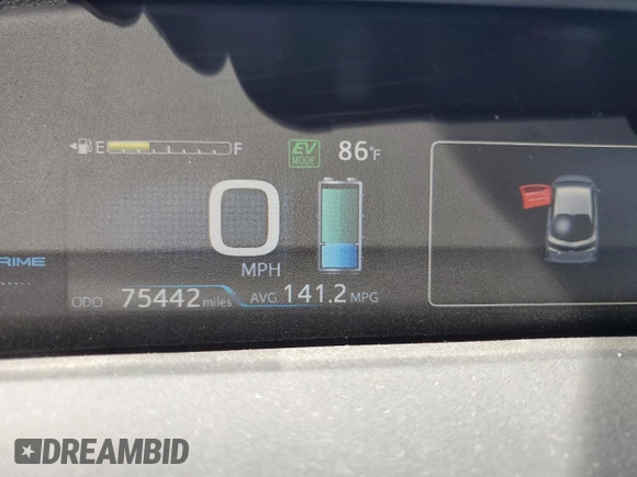 2018 Toyota Prius Plus with VIN JTDKARFP3J3093322, listed as a Copart auction lot 45608465 with 75,442 mi miles and Salvage Title. Bid and sale history available at DreamBid. Image 9.