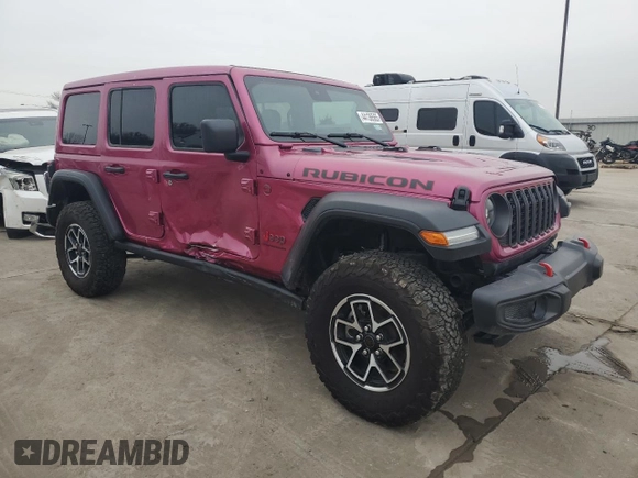 2024 Jeep Wrangler Rubicon with VIN 1C4PJXFG9RW346079, listed as a Copart auction lot 44136565 with 2,447 mi miles and Salvage Title. Bid and sale history available at DreamBid. Image 4.