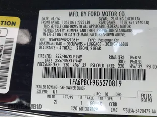2016 Ford Mustang GT with VIN 1FA6P8CF9G5270819, listed as a IAAI auction lot 41708804 with 35,866 mi miles. Bid and sale history available at carsss.com. Image 9.