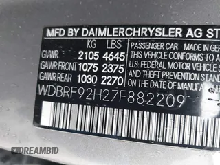2007 Mercedes-Benz C 280 Luxury with VIN WDBRF92H27F882209, listed as a IAAI auction lot 41834105 with 174,656 mi miles and . Bid and sale history available at DreamBid. Image 9.