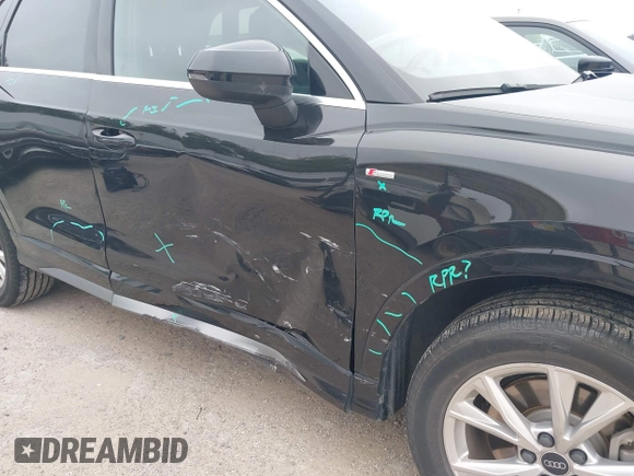 2023 Audi Q3 S line Premium with VIN WA1DECF32P1110925, listed as a IAAI auction lot 42324880 with 43,192 mi miles and . Bid and sale history available at DreamBid. Image 6.
