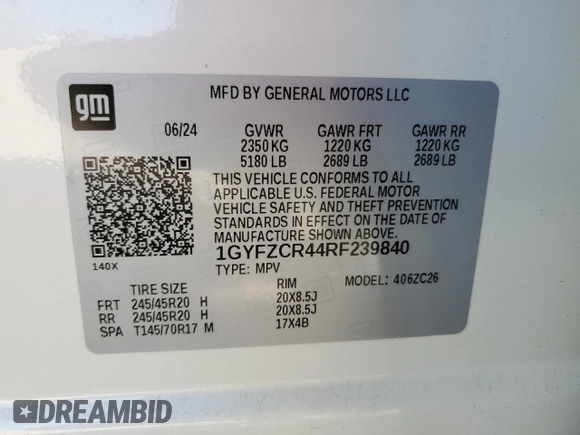 2024 Cadillac XT4 FWD Premium Luxury z VIN 1GYFZCR44RF239840, wystawiony jako Copart lot #48870445 z przebiegiem 5 276 mil mil oraz Szkoda całkowita • Salvage title. Historia ofert i sprzedaży dostępna na DreamBid. Obrazek 12.