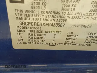 2014 Chevrolet Silverado 1500 LT with VIN 3GCPCREHXEG438567, listed as a IAAI auction lot 42125481 with 123,517 mi miles. Bid and sale history available at carsss.com. Image 9.