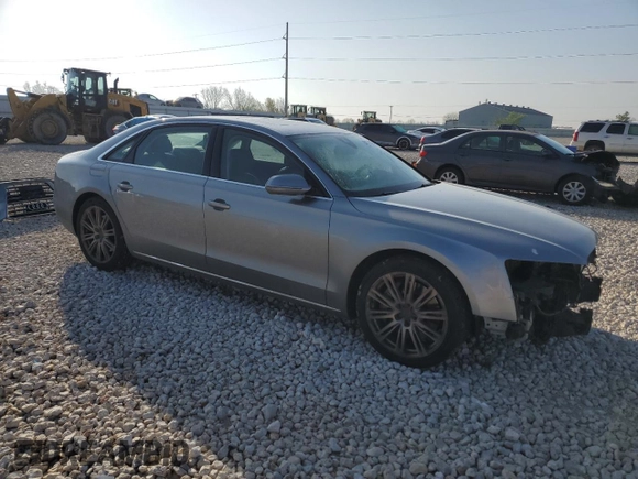 2012 Audi A8 with VIN WAURVAFD4CN023004, listed as a Copart auction lot 50181715 with 121,590 mi miles and Salvage title. Bid and sale history available at DreamBid. Image 4.