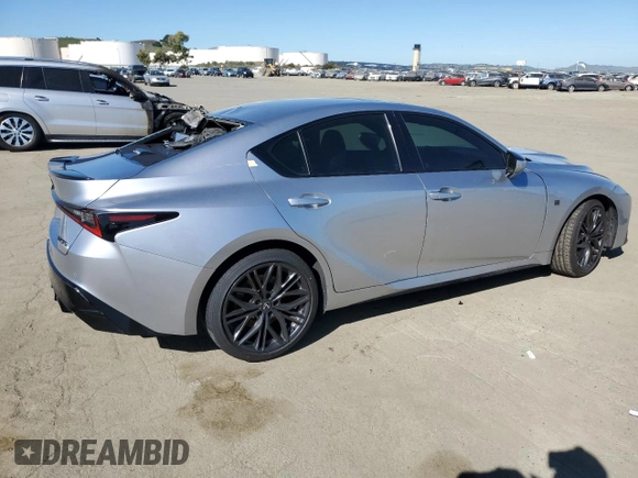 2023 Lexus IS with VIN JTHAP1D21P5002157, listed as a Copart auction lot 46986455 with 19,403 mi miles and Clean Title. Bid and sale history available at carsss.com. Image 3.