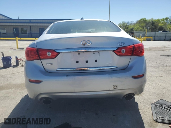2017 Infiniti Q50 3.0t Premium with VIN JN1EV7AR0HM840588, listed as a Copart auction lot 53259745 with 107,886 mi miles and Salvage Title. Bid and sale history available at carsss.com. Image 6.