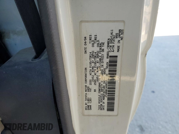 1994 Toyota Pickup z VIN JT4RN81AXR5183793, wystawiony jako Copart lot #44929505 z przebiegiem 122 615 mil mil oraz Szkoda całkowita • Salvage title. Historia ofert i sprzedaży dostępna na DreamBid. Obrazek 12.