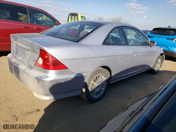2005 Honda Civic Cpe EX with VIN 1HGEM22915L030505, listed as a Copart auction lot 42837244 with 143,450 mi miles and Non Repairable. Bid and sale history available at carsss.com. Image 3.