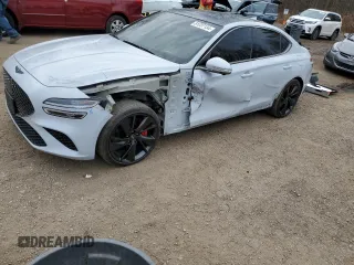 2023 Genesis G70 3.3T with VIN KMTG54TEXPU114395, listed as a Copart auction lot 81237134 with 27,207 mi miles and Salvage Title. Bid and sale history available at DreamBid. Image 1.