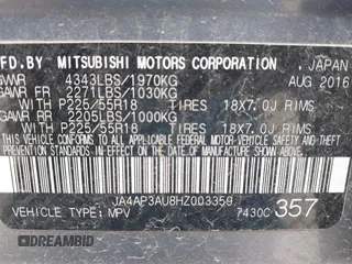 2017 Mitsubishi Outlander ES z VIN JA4AP3AU8HZ003359, wystawiony jako IAAI lot #42386328 z przebiegiem 204 839 mil mil oraz . Historia ofert i sprzedaży dostępna na DreamBid. Obrazek 9.