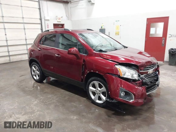 2016 Chevrolet Trax LTZ with VIN 3GNCJRSB9GL166289, listed as a IAAI auction lot 41674434 with 157,109 mi miles. Bid and sale history available at carsss.com. Image 1.