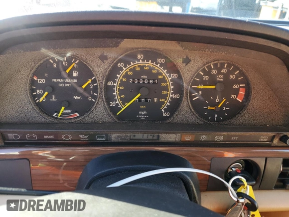 1989 Mercedes-Benz 300 with VIN WDBCA24DXKA468784, listed as a Copart auction lot 46307885 with 233,061 mi miles and Salvage Title. Bid and sale history available at DreamBid. Image 9.