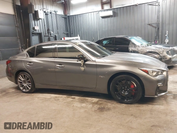 2018 Infiniti Q50 RED SPORT 400 with VIN JN1FV7AR9JM480988, listed as a IAAI auction lot 41662256 with 82,392 mi miles. Bid and sale history available at carsss.com. Image 14.