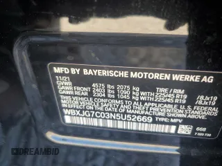 2022 BMW X1 sDrive28i with VIN WBXJG7C03N5U52669, listed as a Copart auction lot 87806305 with 27,609 mi miles and Salvage Title. Bid and sale history available at carsss.com. Image 13.