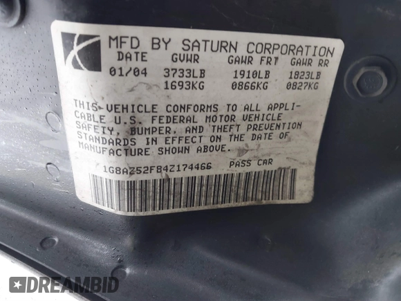 2004 Saturn ION ION 2 z VIN 1G8AZ52F84Z174466, wystawiony jako IAAI lot #41405435 z przebiegiem 267 397 mil mil oraz . Historia ofert i sprzedaży dostępna na DreamBid. Obrazek 9.