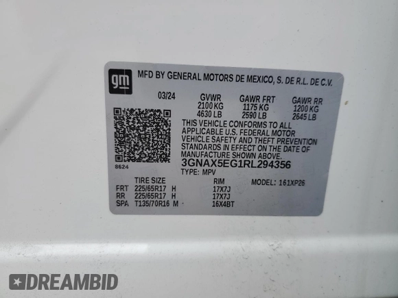 2024 Chevrolet Equinox LS with VIN 3GNAX5EG1RL294356, listed as a Copart auction lot 48127605 with 11,164 mi miles and Salvage Title. Bid and sale history available at carsss.com. Image 15.