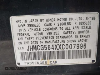 1999 Honda Accord LX z VIN JHMCG564XXC007996, wystawiony jako IAAI lot #42228809 z przebiegiem 342 104 mil mil oraz . Historia ofert i sprzedaży dostępna na DreamBid. Obrazek 9.