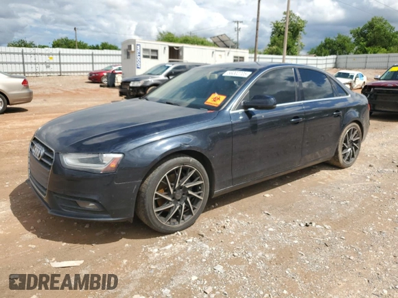 2013 Audi A4 Premium Plus z VIN WAUFFAFL1DN049679, wystawiony jako Copart lot #56002705 z przebiegiem Nie podano mil oraz Szkoda całkowita • Salvage title. Historia ofert i sprzedaży dostępna na DreamBid. Obrazek 1.
