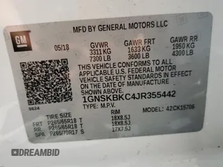 2018 Chevrolet Tahoe LT с VIN 1GNSKBKC4JR355442, выставлен на аукционе Copart как лот 56552525 с пробегом 107 797 миль миль и Списание • Salvage title. История ставок и продаж доступна на DreamBid. Изображение 13.