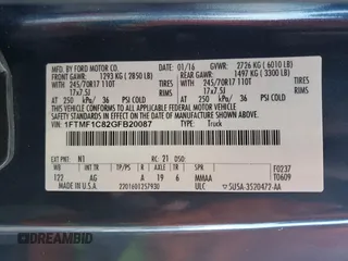 2016 Ford F-150 XL с VIN 1FTMF1C82GFB20087, выставлен на аукционе Copart как лот 42754595 с пробегом 179 867 миль миль и Списание • Salvage title. История ставок и продаж доступна на DreamBid. Изображение 12.