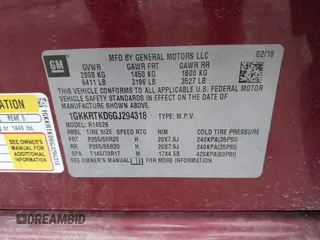 2016 GMC Acadia Denali with VIN 1GKKRTKD6GJ294318, listed as a IAAI auction lot 40770387 with 66,675 mi miles. Bid and sale history available at carsss.com. Image 9.