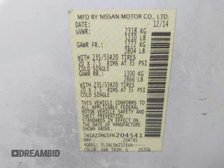 2015 Nissan Murano Platinum z VIN 5N1AZ2MG5FN204541, wystawiony jako IAAI lot #42225020 z przebiegiem 145 900 mil mil oraz . Historia ofert i sprzedaży dostępna na DreamBid. Obrazek 9.