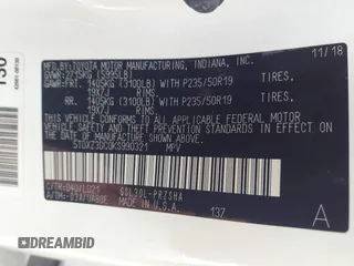 2019 Toyota Sienna SE with VIN 5TDXZ3DC0KS990321, listed as a IAAI auction lot 42281891 with 63,029 mi miles and . Bid and sale history available at DreamBid. Image 9.