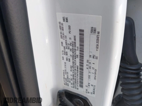 2017 Ford F-150 XL with VIN 1FTEW1CF3HFA50460, listed as a IAAI auction lot 42599863 with 308,693 mi miles and . Bid and sale history available at DreamBid. Image 9.