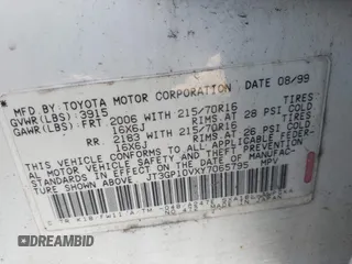 2000 Toyota RAV4 with VIN JT3GP10VXY7065795, listed as a IAAI auction lot 41792644 with 176,444 mi miles and . Bid and sale history available at DreamBid. Image 9.