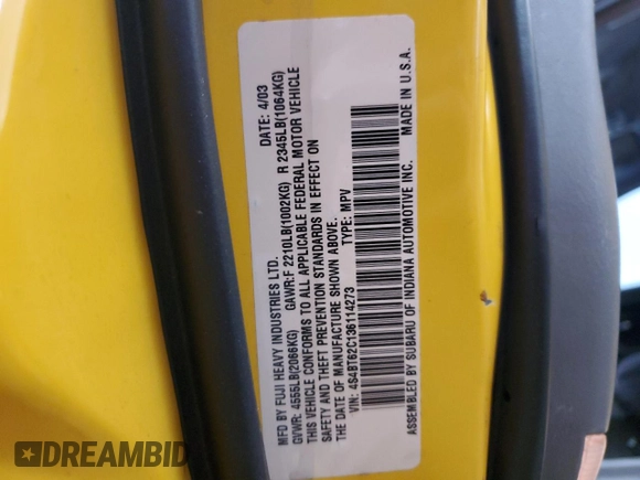 2003 Subaru Baja Special Sports с VIN 4S4BT62C136114273, выставлен на аукционе Copart как лот 69896854 с пробегом 234 737 миль миль и Списание • Salvage title. История ставок и продаж доступна на DreamBid. Изображение 13.