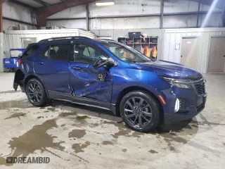 2022 Chevrolet Equinox RS with VIN 3GNAXWEV9NS100970, listed as a Copart auction lot 88779195 with 18,754 mi miles and Salvage Title. Bid and sale history available at carsss.com. Image 4.