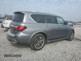 2018 Infiniti QX80 with VIN JN8AZ2NE0J9192824, listed as a Copart auction lot 43952445 with 122,085 mi miles and Salvage title. Bid and sale history available at DreamBid. Image 3.