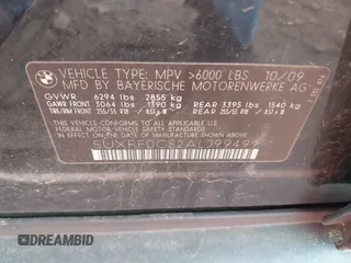 2010 BMW X5 35d with VIN 5UXFF0C52ALJ99499, listed as a IAAI auction lot 42109157 with 126,797 mi miles. Bid and sale history available at carsss.com. Image 9.