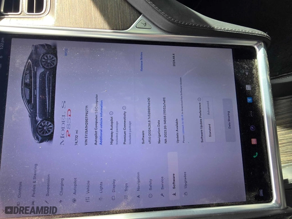 2014 Tesla Model S P85D with VIN 5YJSA1H29EFP62771, listed as a Copart auction lot 45972635 with 74,732 mi miles and Salvage Title. Bid and sale history available at carsss.com. Image 8.