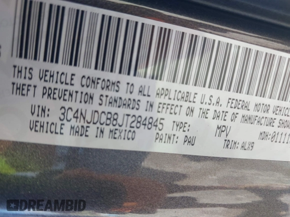 2018 Jeep Compass Limited with VIN 3C4NJDCB8JT284845, listed as a IAAI auction lot 42049290 with 59,210 mi miles and . Bid and sale history available at carsss.com. Image 9.